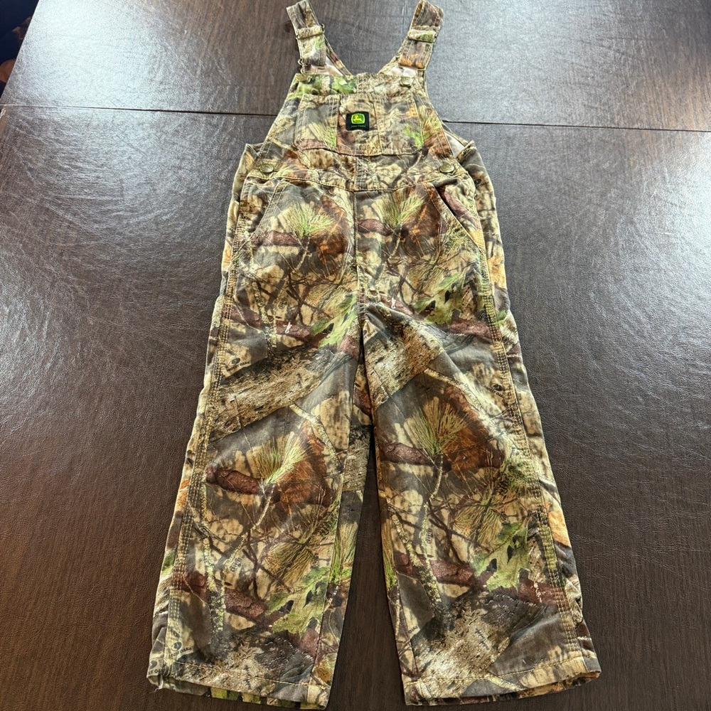 John Deere Kids' Camo Overalls - Brown/Green Sz 4T